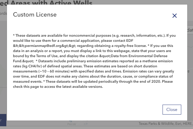 Custom license in Open Data showing same info